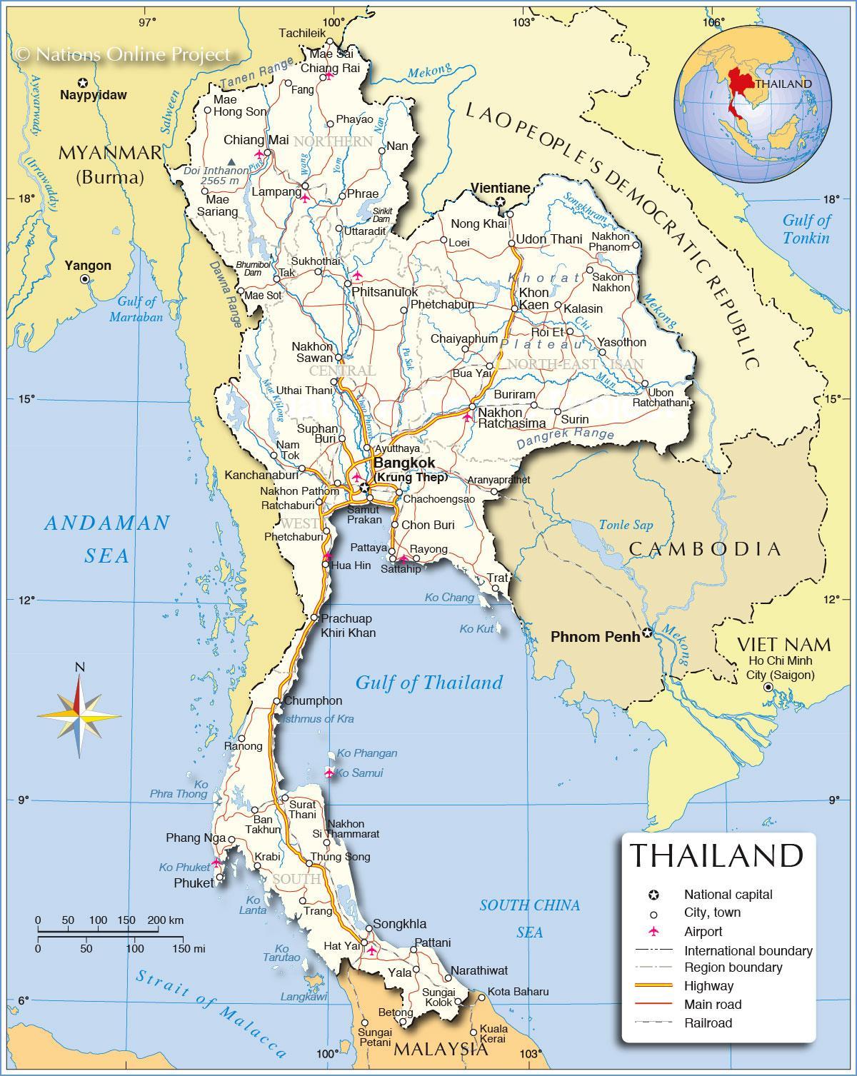 Fiumi in Thailandia mappa