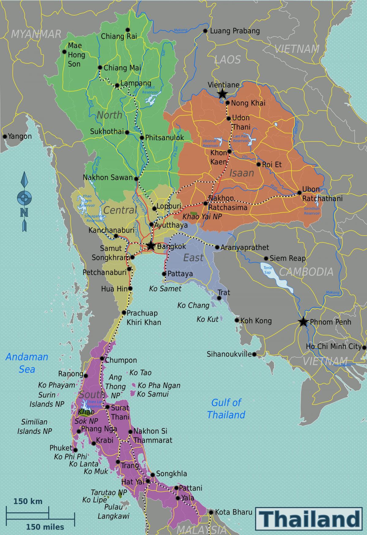 Mappa delle aree della Thailandia
